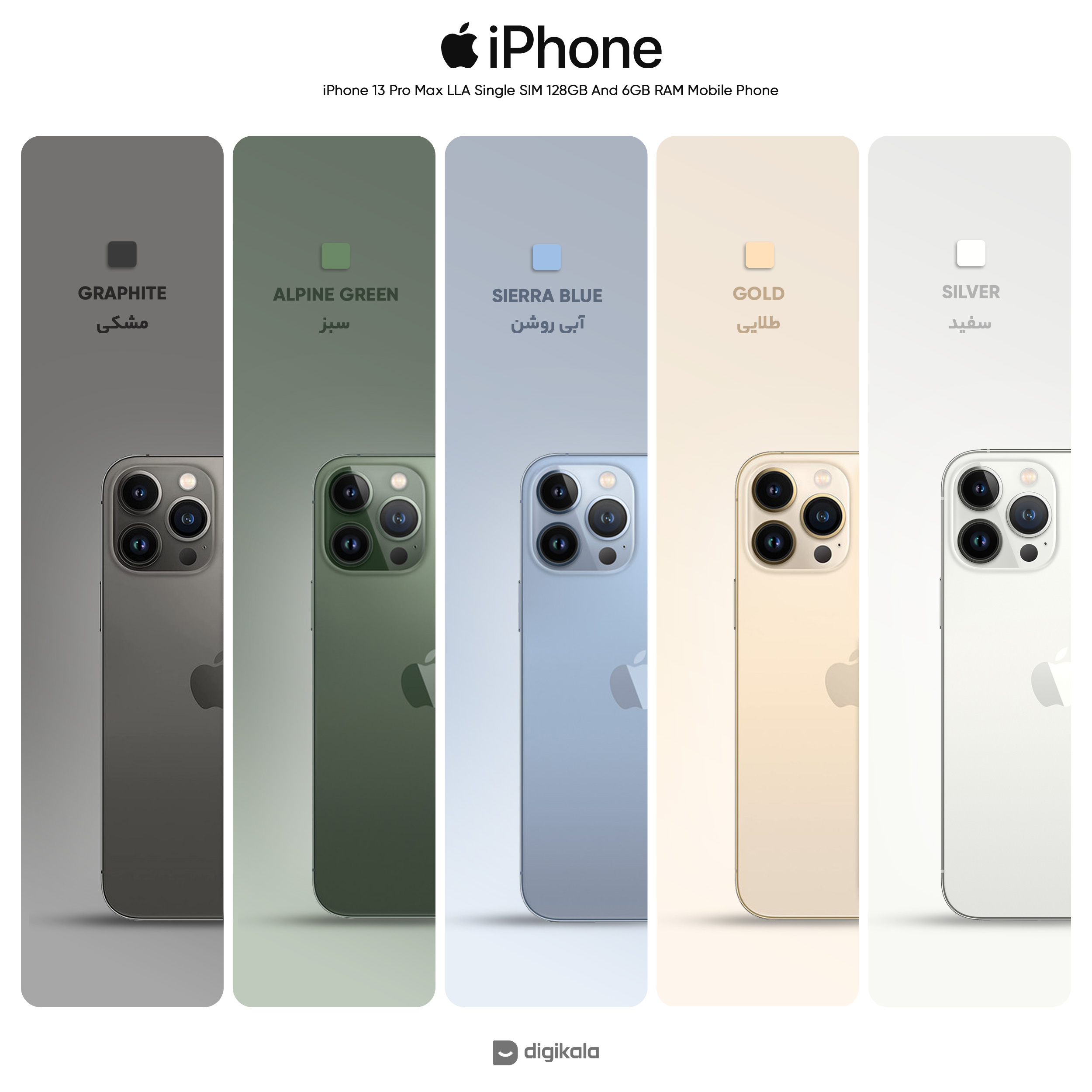 گوشی موبایل اپل مدل iPhone 13 Pro Max LLA تک سیم‌ کارت ظرفیت 128 گیگابایت و رم 6 گیگابایت - نات اکتیو